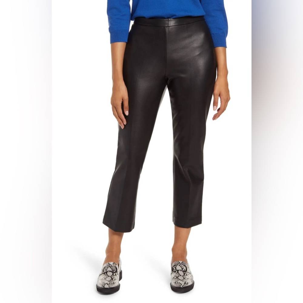 Halogen Faux Leather Crop side-zip pants Size 14